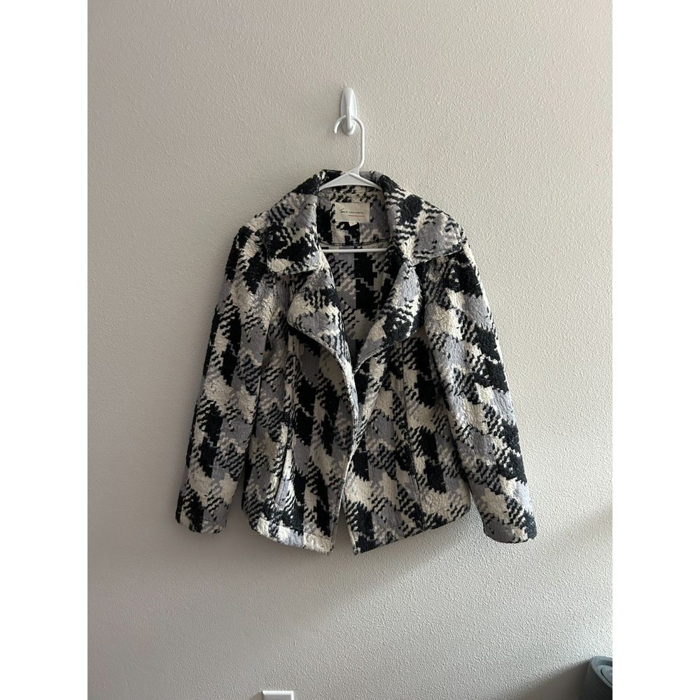 Two By Vince Camuto Small Faux Fur Fleece Gray Open Jacket Gray Black